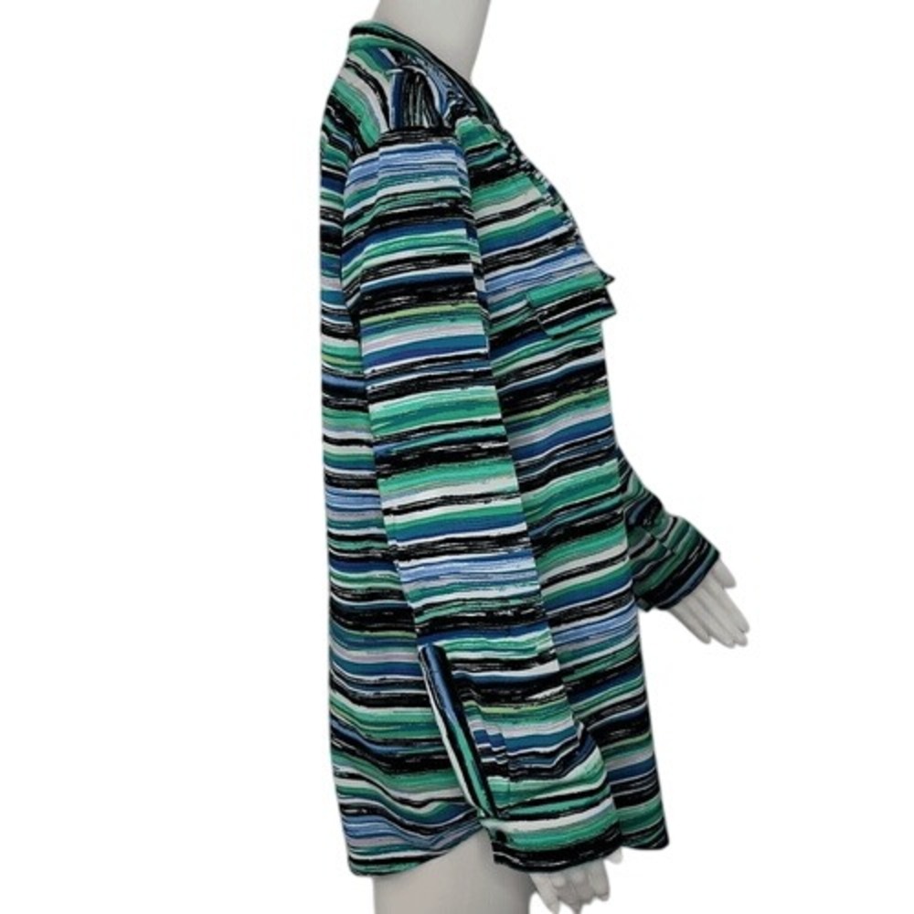 Notations Multi Color Striped Button Down Top - Picture 4 of 7